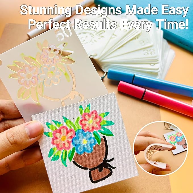 Stencils for Painting, Hippie Style Stencils for Crafts Reusable, 3 Inch - Image 3