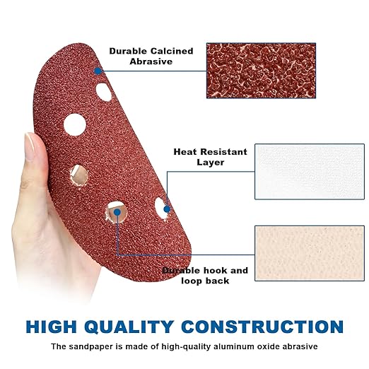 5 Inch 8 Hole Sanding Discs, 100 PCS 40 Grit Hook and Loop Sandpaper, Round Aluminum Oxide Sand Paper Discs for Random Orbital Sander