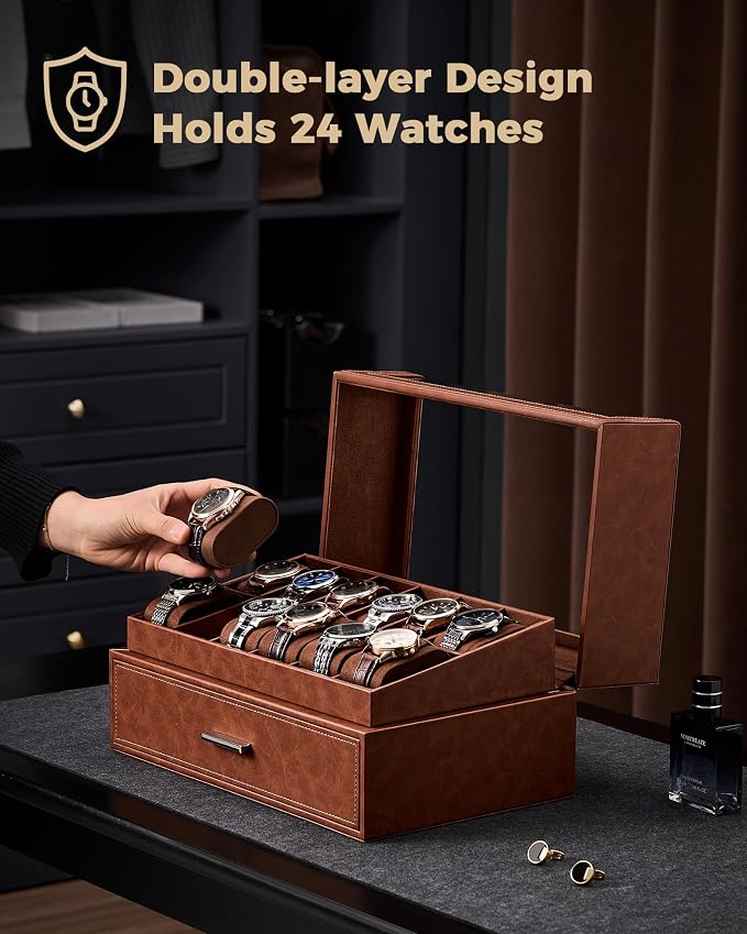 ProCase Watch Box for Men, 24 Slots Watch Display Holder - Image 3