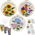 Nuberlic 3 Pack Embroidery Kit for Beginners, Floral Cross Stitch Kit | by Nuberlic