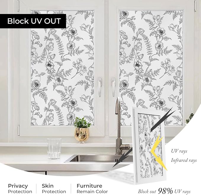 ADD.HERES Window Privacy Film, Colorful Floral Window Stickers, Removable DIY - Image 5