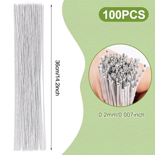 CCINEE 18 Gauge White Floral Stem Wire, 14 inch - Image 2