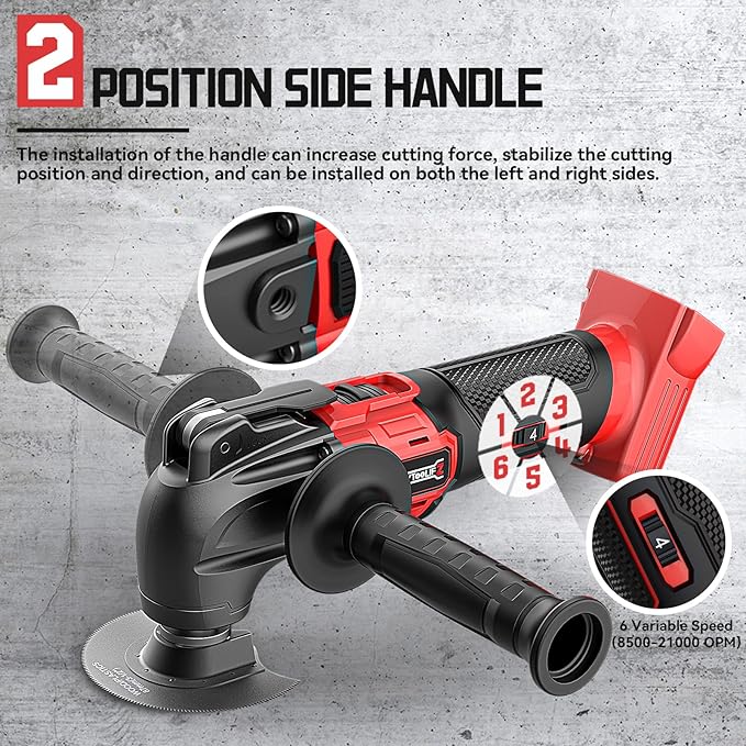 Cordless Oscillating Tool Compatible with Milwaukee 18V Battery, 6 Variable Speed Brushless-Motor Tool, Oscillating multi tool kit for Cutting Wood Nails Remove Grout & Sanding(Not Battery)