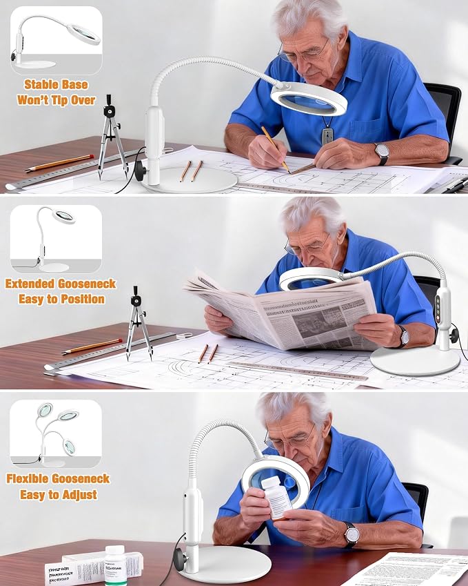 30X 10X Magnifying Glass with Light and Stand, 5 Color Modes Stepless Dimmable - Image 7