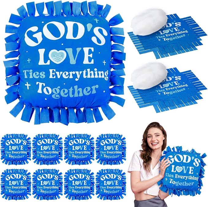 Chunful 8 Sets Religious God's Love Tied Pillow Craft Kit 2026 VBS Crafts DIY by Chunful
