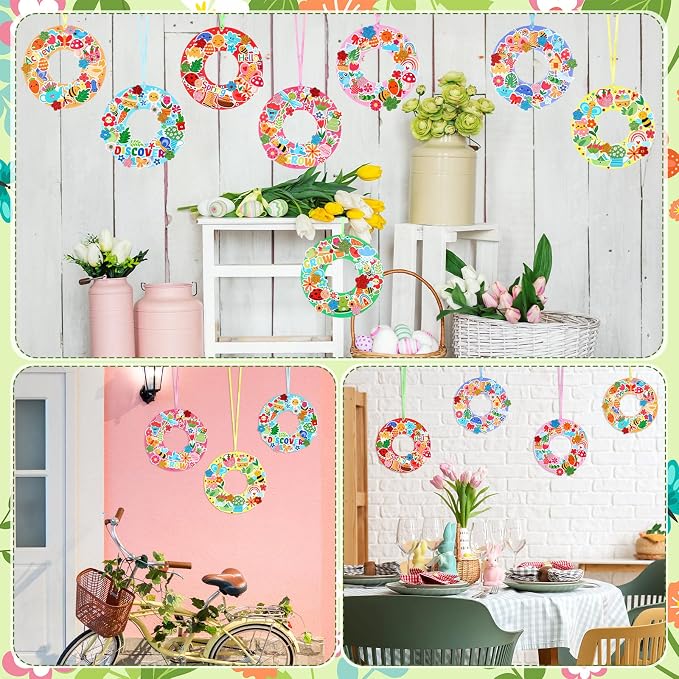 Hollowfly 48 Sets Spring Craft Kits Bulk DIY Spring Wreath Hanging Ornaments - Image 6