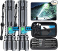 Tactical Rechargeable Flashlights 2000 High Lumens - 20H Runtime, Long Beam Super Bright LED Pocket Flash light IPX5 Waterproof for Camping, 5 Modes, Zoomable, Compact Flashlight for Camping, 2pcs