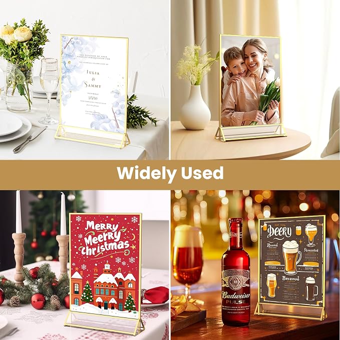 Double-Sided Gold Frames 4X6 Acrylic Sign Holder -6 Pack | Gold Picture Frames - Image 7