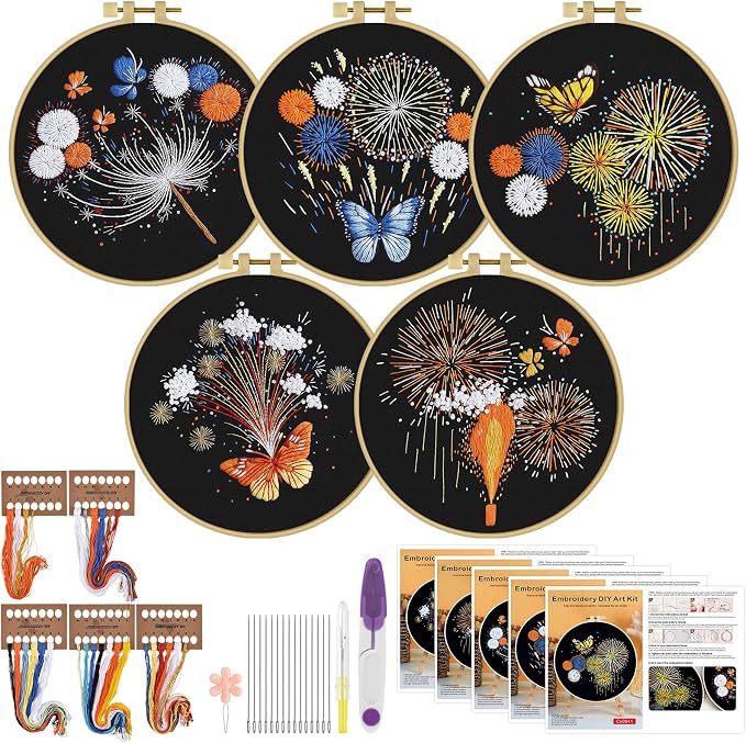 ERKOON 5 Sets Embroidery Kit for Beginners by ERKOON