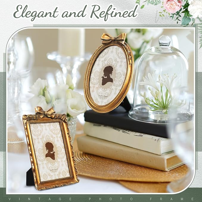 Vicenpal 3 Pcs Tiny Picture Ornate Frames 5 x 7 Inch Small Vintage Oval Picture - Image 4