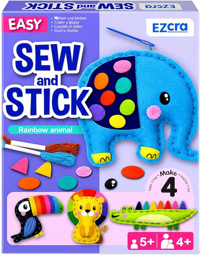EZCRA Safari Animal Sewing Kit for Kids Ages 4-8 by EZCRA