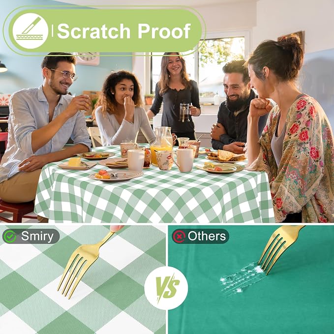 Smiry Oval Table Cloth, Waterproof Vinyl Tablecloth - Image 5