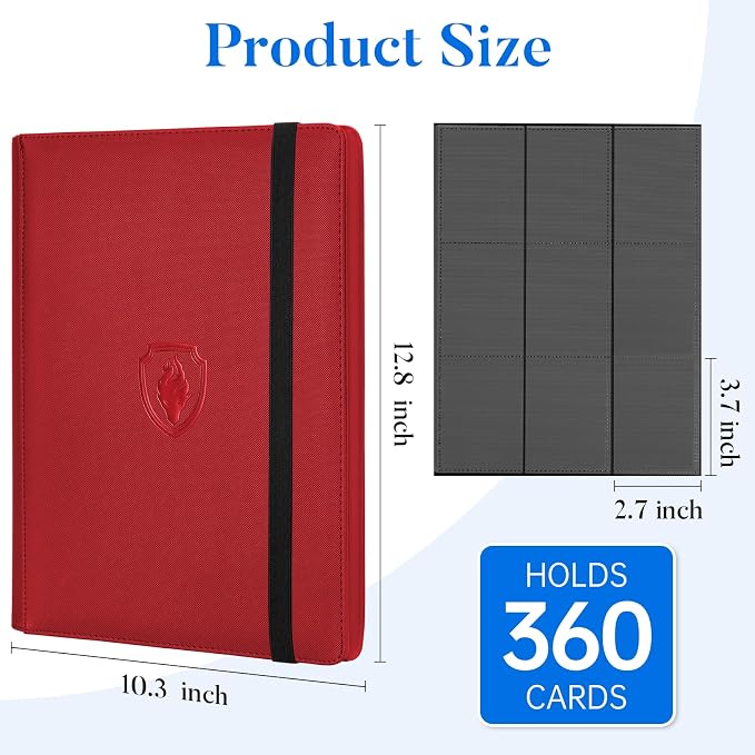 Premium 9 Pocket Card Binder for 360 Cards, Fabmaker PU Cover Trading Card - Image 6
