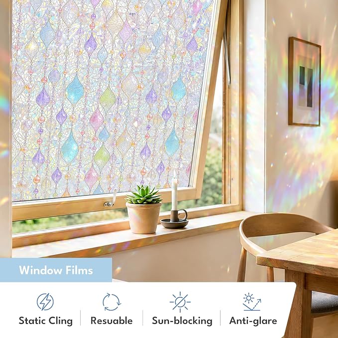 ADD.HERES Window Privacy Film, Stained Glass Decorative Static Cling, Removable - Image 3