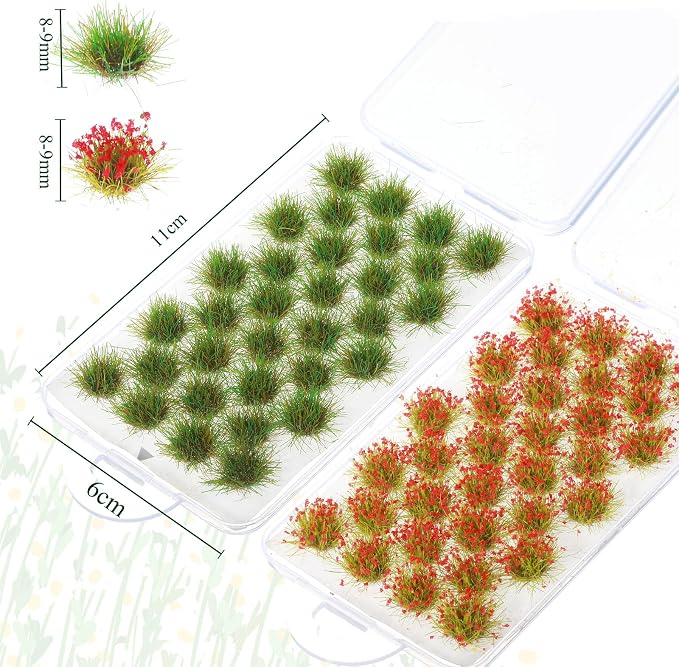 Redbaker 288 Pcs Static Grass Tuft Flower Cluster Vegetation Groups Self - Image 2