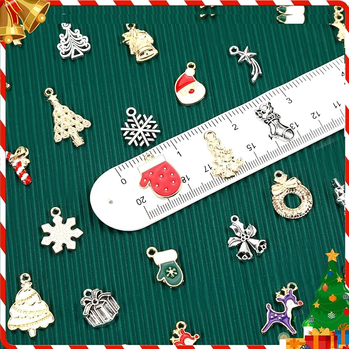 SANNIX 350Pcs Christmas Charms, Xmas Enamel Charms Mixed Bulk Antique Gold - Image 2