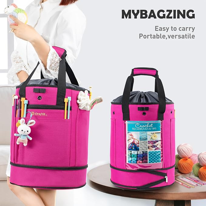 MYBAGZING Expandable Yarn Storage Organizer, Crochet Bag & Yarn Tote - Image 6
