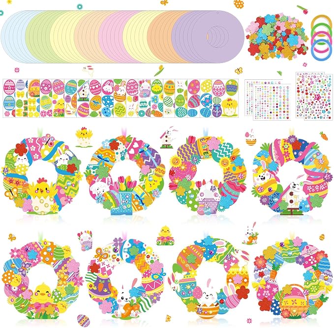 Hollowfly 48 Sets Easter Wreath Craft Kits DIY Wreath Hanging Ornaments Make by Hollowfly