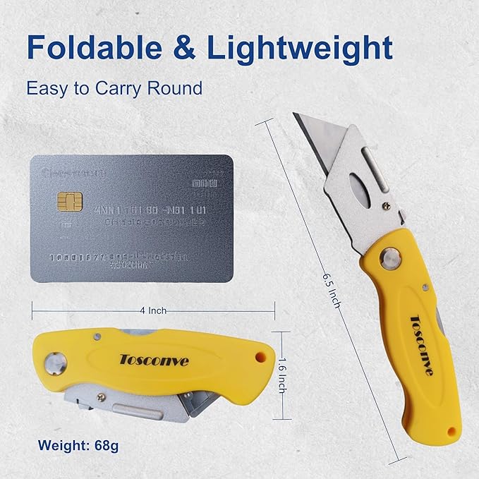 8-Pack Folding Utility Knife with Extra 30 Blades, Tough Foldable Razor Knife Box Opener for Cartons Boxes Cardboard Sheet Plastic, Folding Box Cutter without Clip for Home Office Warehouse
