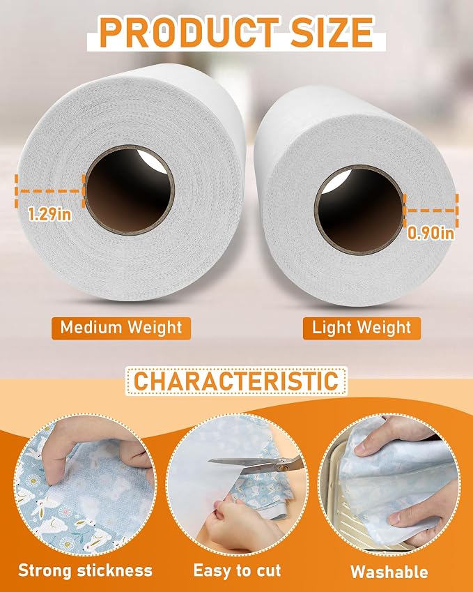 PLANTIONAL Lightweight White Iron-On Non-Woven Fusible Interfacing: 11.6" x - Image 2