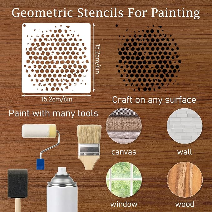 16 Pcs Stencils for Painting, Geometric Painting Stencils, Reusable Layering - Image 2