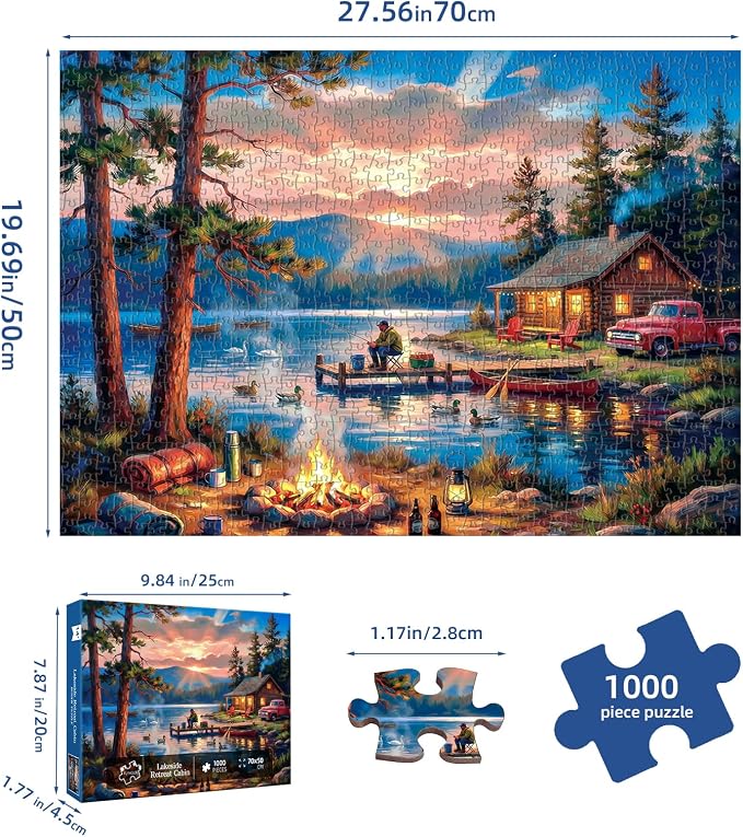 Lakeside Retreat Cabin Puzzles for Adults 1000 Pieces, Impossible Hard - Image 4