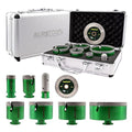 Tile Hole Saw Kit - 6pcs Diamond Core Drill Bits 25/35/50/65/75/102mm+1pc 3/4" Finger Milling Bit+1pc 4-1/2" Cutting Grinding disc 5/8-11" Thread for Porcelain Ceramic Tile Granite Marble