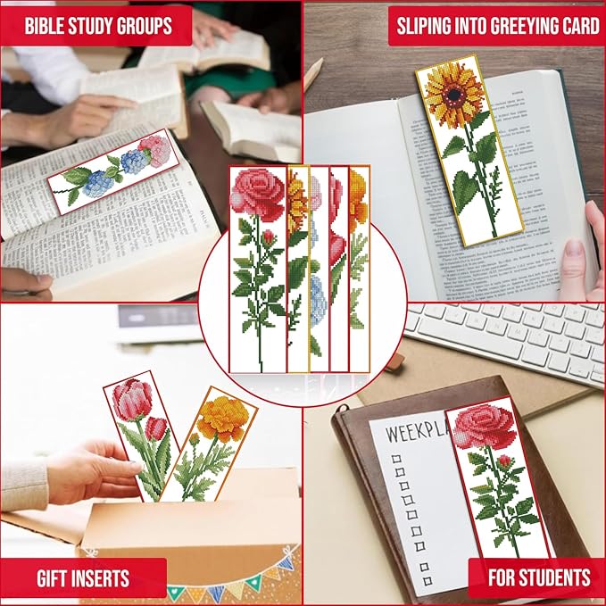VIGEGU 5 Pcs Flower Cross Stitch Kits - Image 3