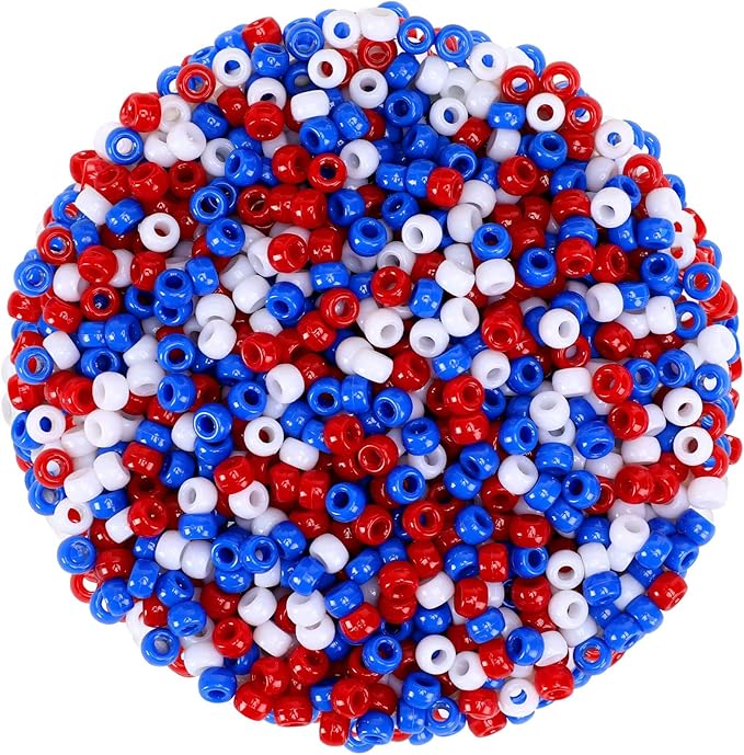 UPINS Patriotic Pony Beads Red White Blue 1200Pcs 4th of July DIY | Premium by UPINS
