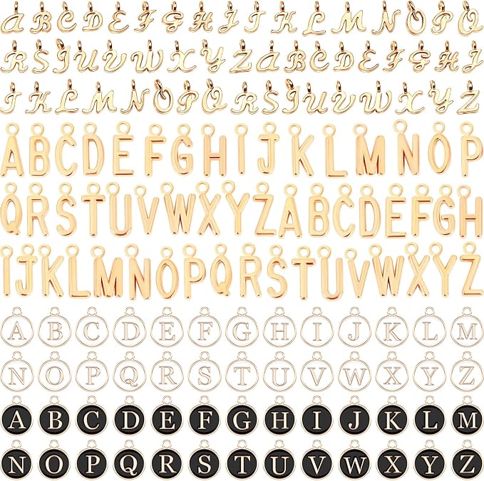 SANNIX 156Pcs/6 Sets Letter Charms, Letter Charms 3 Styles A-Z Initial Alphabet by SANNIX