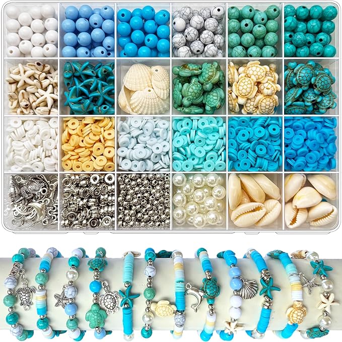 1860Pcs Ocean Beads for Bracelets Making Kit, Sea Turtle Shell Starfish Shape by JJzxwish