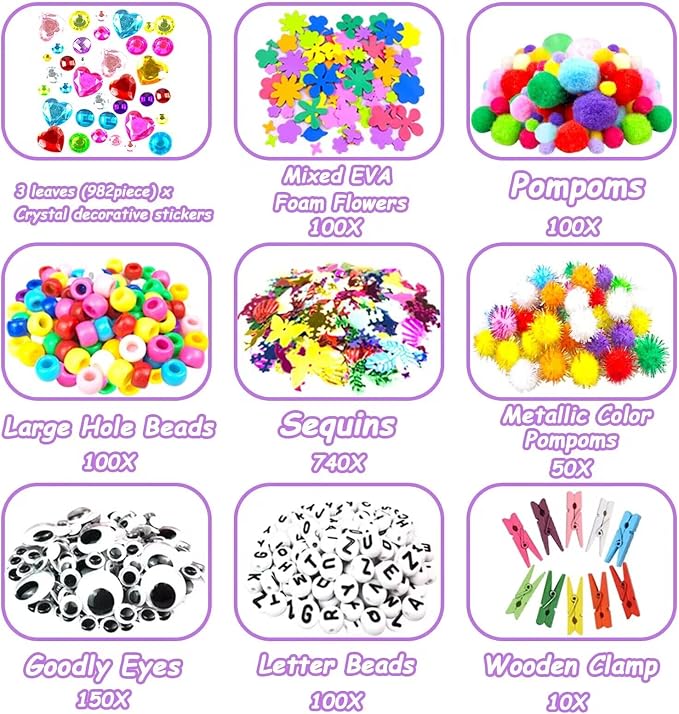 VLUSSO 3000Pcs DIY Arts and Crafts Supplies Kit - Image 4