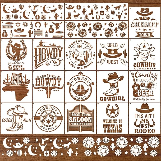 AFRITEE Western Cowboy Stencils by AFRITEE