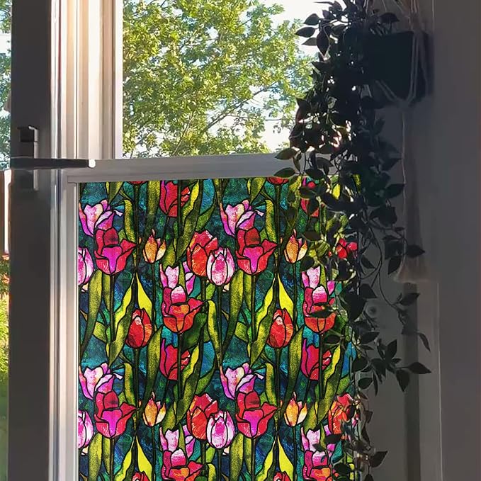 funlife Original Hand-Drawn Faux Stained Glass Window Film, Double-Sided Static - Image 9