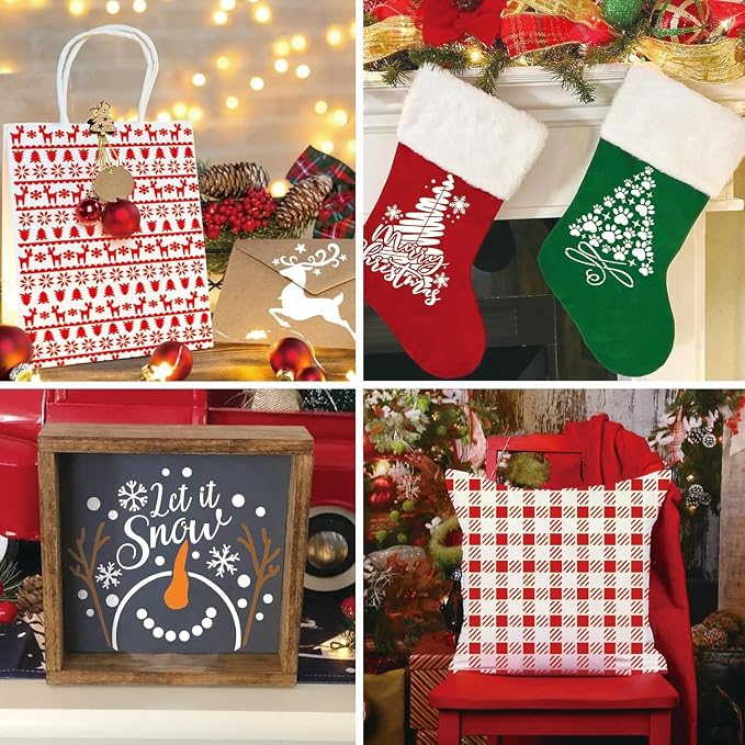Christmas Stencil 20PCS Reusable Plastic Templates Winter Stencils Christmas - Image 7