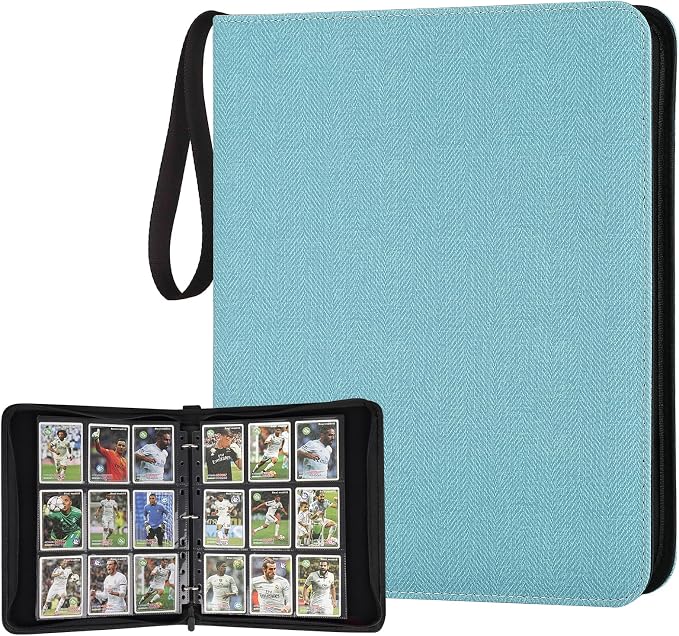 GERMUN 3 Ring 9 Pocket Zipper Card Binder, 720 Double Sided Standard PU Trading by GERMUN