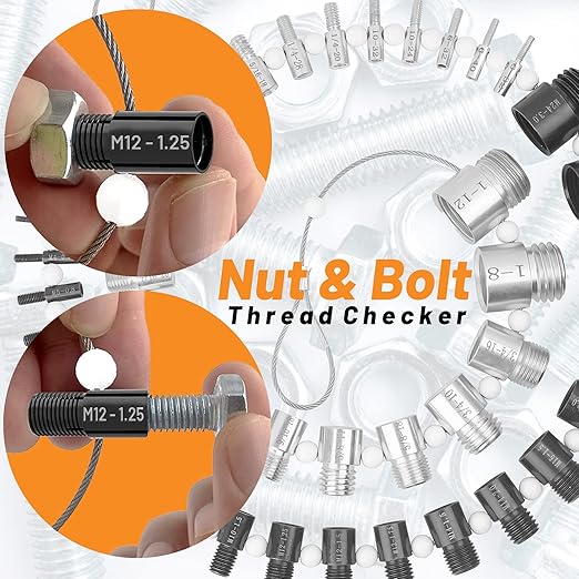 Nut and Bolt Thread Checker – High Speed Steel Thread Checker Standard and Metric – Complete SAE Male Female Gauge – Accurate Measurements