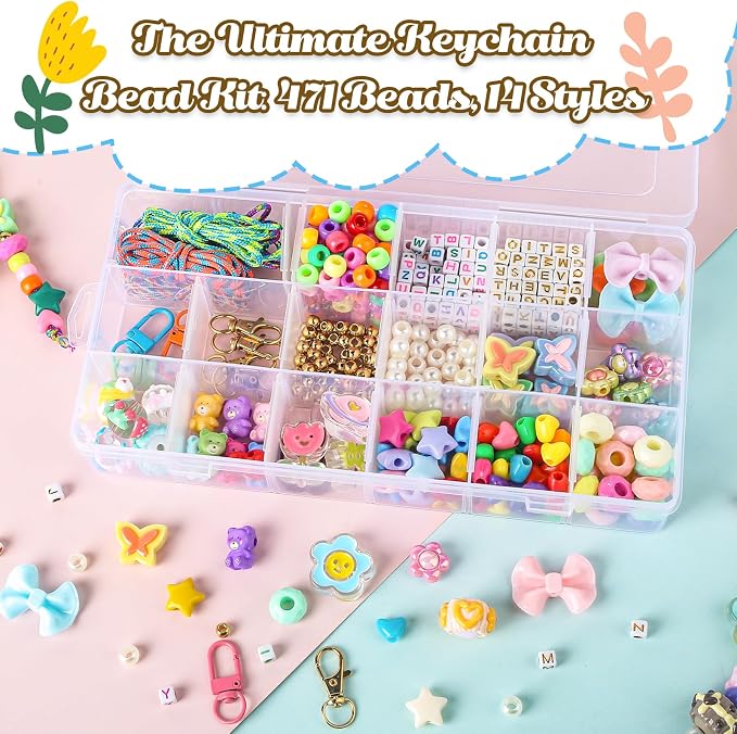 Ecoofor 487 PCS Beaded Keychain Making Kit, Acrylic Letter Beads - Image 4