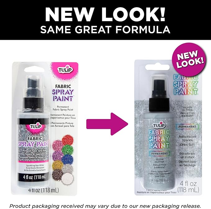 Tulip Fabric Paint, Permanent Spray on Paint, 4 fl oz Sparkling Star Silver - Image 6