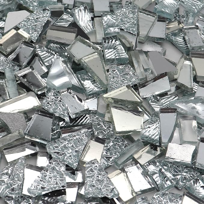 LITMIND 1.1LB Silver Mixed Irregular Glass Scraps Mosaic Tiles - Image 2