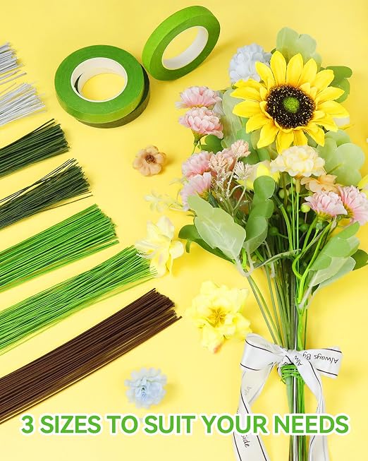 150 PCS FIVEIZERO 26 Gauge MixColor Floral Wire Stems - Image 5
