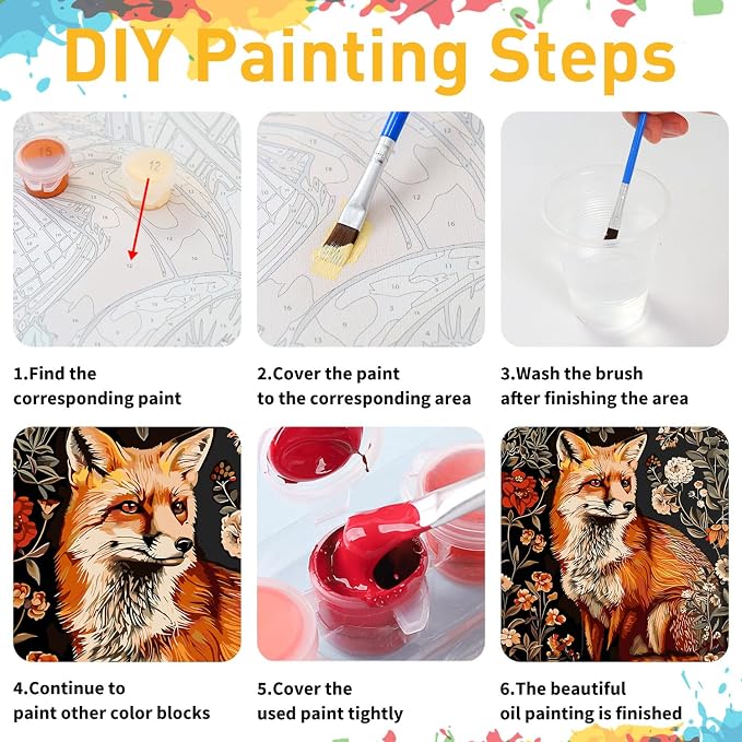Paint by Numbers for Adult, Fox Paint by Numbers Kit for Adults Beginners - Image 9
