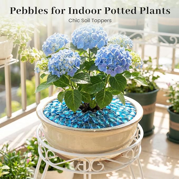 FUTUREPLUSX 1LB Light Blue Flat Glass Marbles, Glass Pebbles Vase Fillers - Image 7