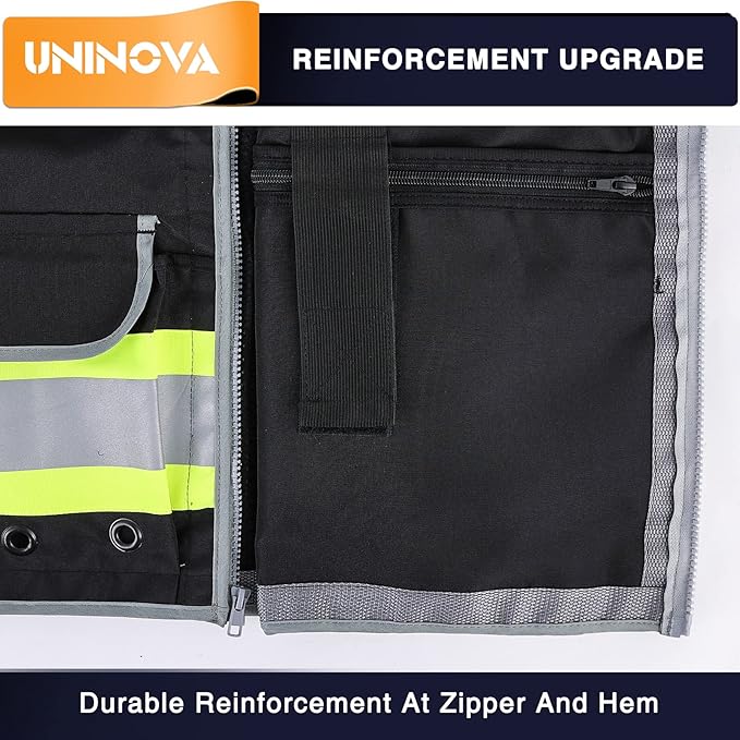 UNINOVA Surveyor Safety Vest Reflective for Men,Class 2 Heavy Duty Safety Vests Reflective with Pockets and Zipper