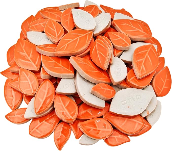 500g/1.1lb Leaf-Shaped Ceramic Mosaic Tiles, Ceramic Mosaic Pieces - Image 7