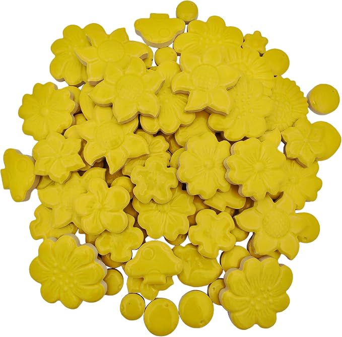 500g/1.1lb Ceramic Mosaic Tiles Mixed Shapes of Flowers, Mushrooms - Image 7