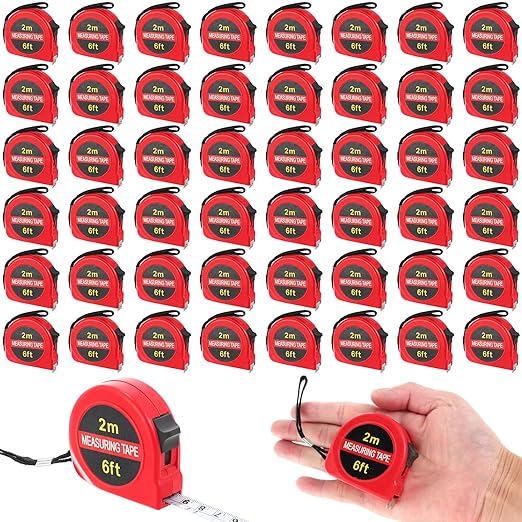 50 Pcs 6 FT Mini Tape Measure Retractable Bulk Small Measuring Tape Pocket Size Measurement Tool for Operation Christmas Items Party Favor Gifts Stuffers for Men(Red)