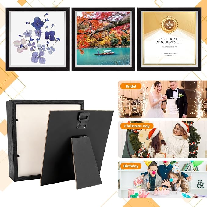 VOKOY 5 Pack 5" x 5" Shadow Box Frame, Small Wood Black Hollow Photo Frame - Image 5