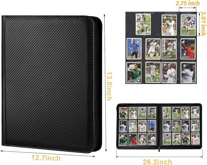 12 Pocket Ringless Side Loading Trading Card Binder, 720 Cards PU Fixed Page - Image 2