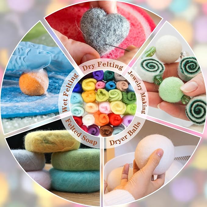 NEBURORA 32 Color Needle Felting Wool Set 3g Per Color Total 96g Wool Felt - Image 6